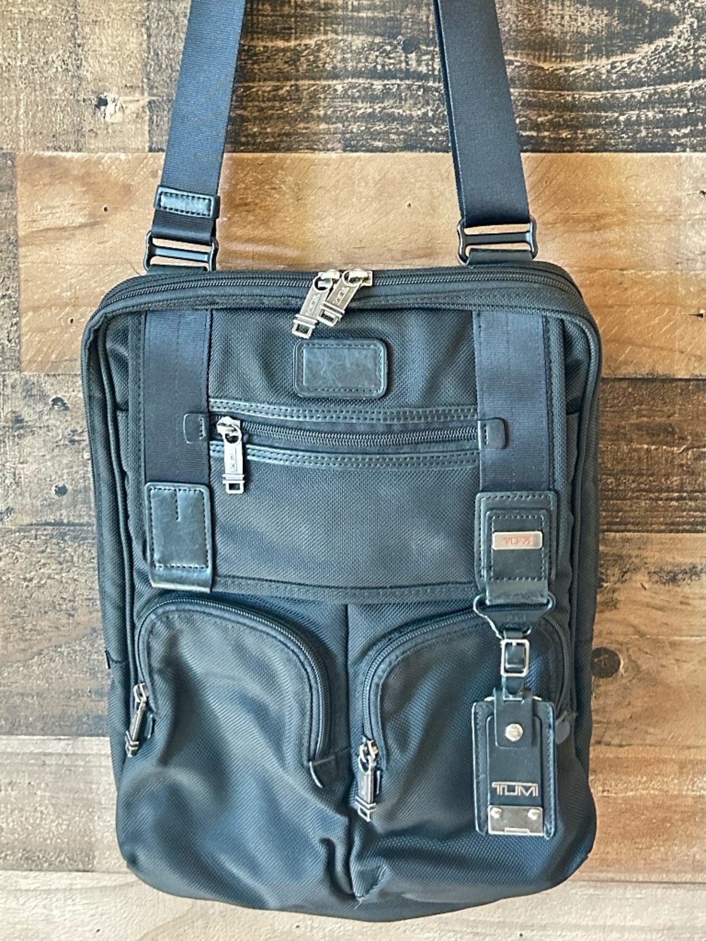 TUMI Black Laptop Bag Ballistic Nylon Crossbody Messenger Travel Bag